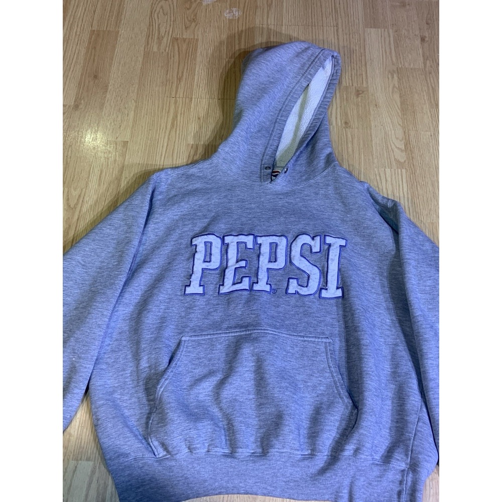 Vintage Pepsi Hoodie Men's Large Gray Sweatshirt Sweater‎ Retro Y2K 90s Stitched